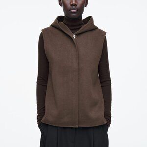 COS Double-faced Hybrid Hooded Vest, brown, M/L